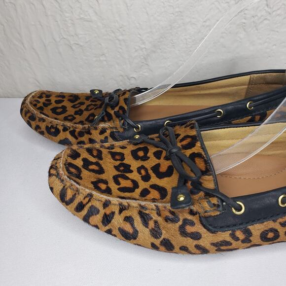 Clarks Dunbar Womens 9 Cruiser Pony Hair Slip-on Moccasin Loafers Leopard Print - Picture 9 of 16